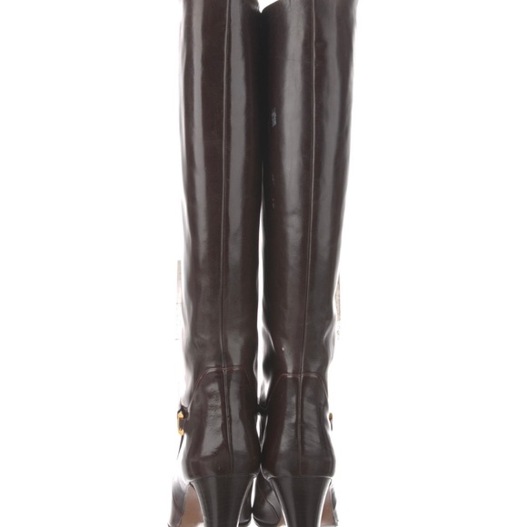 Gucci Vintage Knee-High Riding Boots,Interlocking G Logo, Block Heels - Picture 4 of 5